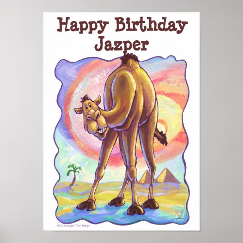 Cute Camel Personalized Party Center Poster