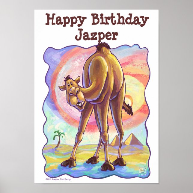 Cute Camel Personalized Party Center Poster (Front)