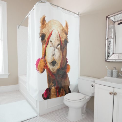 Cute Camel Portrait Shower Curtain