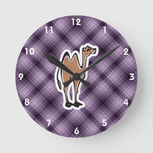 Cute Camel Purple Round Clock