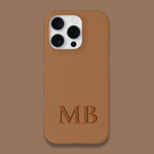 Cute Camel Warm Brown Aesthetic Minimal Monogram iPhone 17 Pro Case