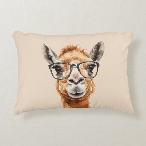 Cute camel with glasses accent pillow