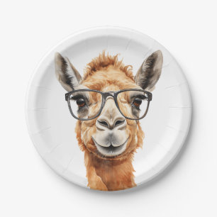 Cute camel with glasses paper plates