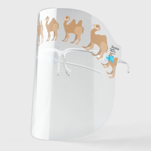 Cute Camels One Hump and Two Cartoon Animals Face Shield