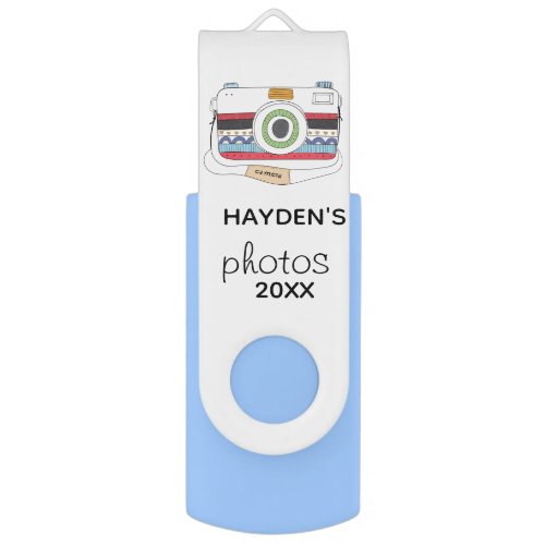 Cute Camera Doodle Personalised Photo Storage Flash Drive