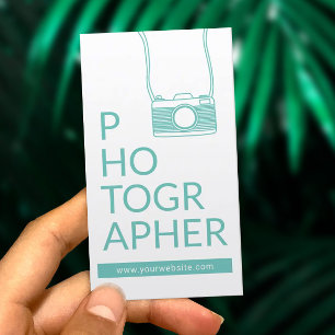 Cute Camera Photography Light Teal Photographer Business Card