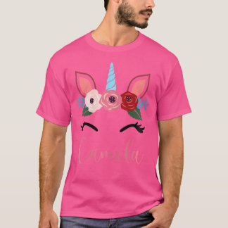 Cute Camila Magical Floral Unicorn For Girls T-Shirt
