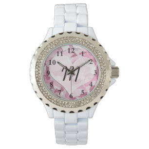 Cute Camo and Hearts Personalized Monogram Watch
