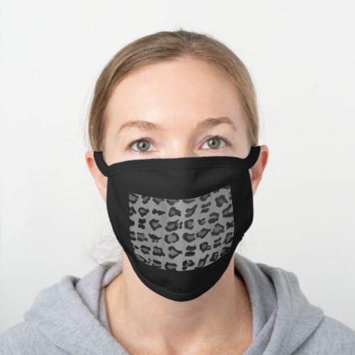 Cute Camo Girly Grey Leopard Covid_19 Black Cotton Face Mask