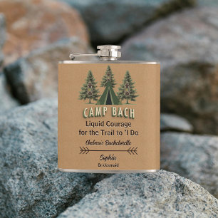 Cute Camp Bach Rustic Trendy Favor Kraft Custom Flask