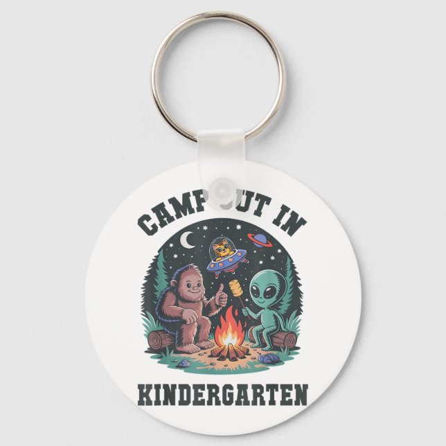 Cute Camp Out In Kindergarten Tiny Bigfoot Campgro Keychain (Front)