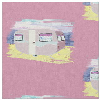 Cute Camper on Beach Fabric