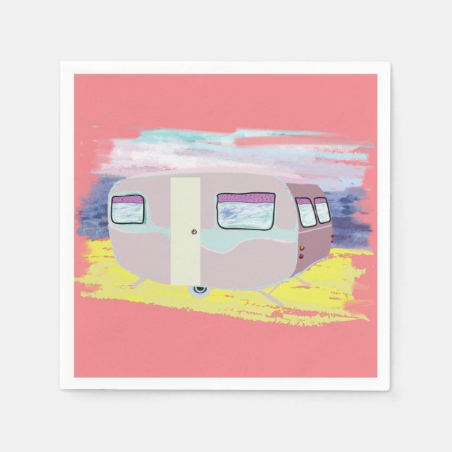 Cute Camper on Beach Napkins (Front)