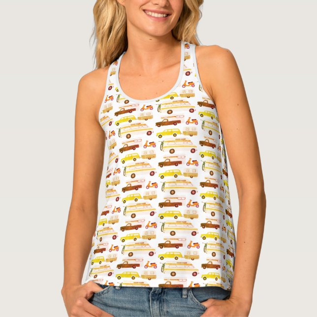 Cute Camper Trailer Motorhome Retro RVs Tank Top (Front)