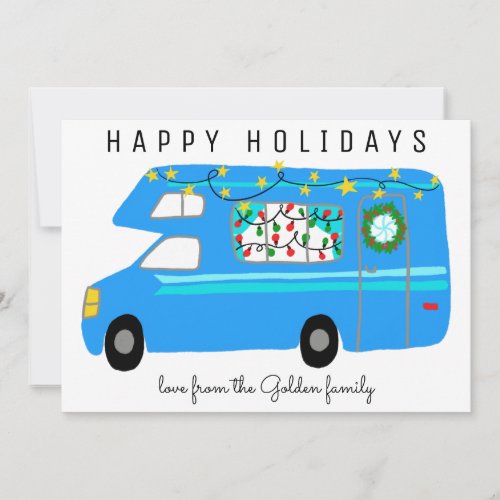 Cute Camper Vintage RV Tree_Free Custom Christmas Card