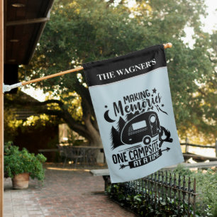 Cute camper word art house flag