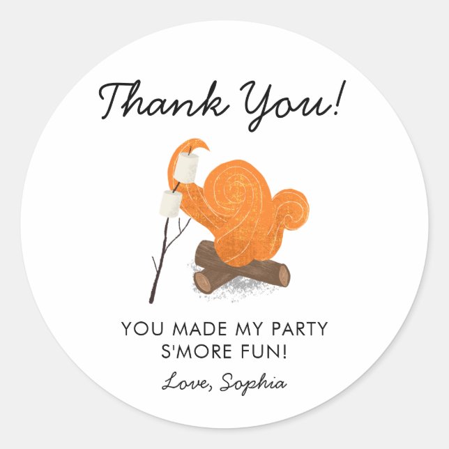 Cute Campfire Birthday Party Favor Classic Round Sticker (Front)