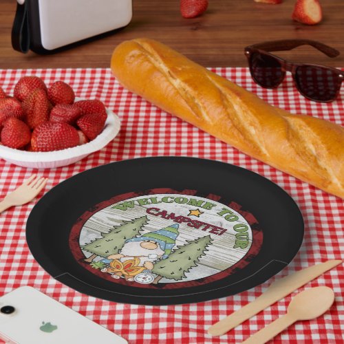 cute camping campsite welcome  paper plates
