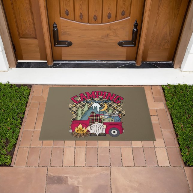 cute camping happy place gnome doormat (Outdoor)