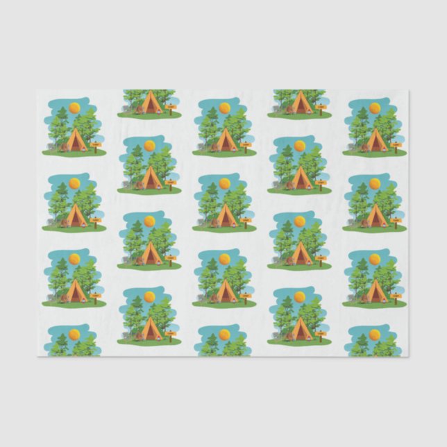 Cute Camping, Hiking and Nature Outdoors  Tissue Paper (Front)