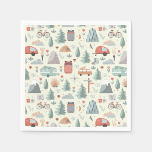 Cute Camping, Hiking, Ourdoors and Nature Theme Napkins