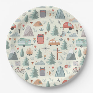 Cute Camping, Hiking, Ourdoors and Nature Theme Paper Plates