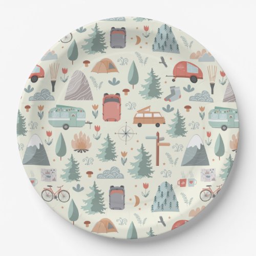 Cute Camping Hiking Ourdoors and Nature Theme Paper Plates