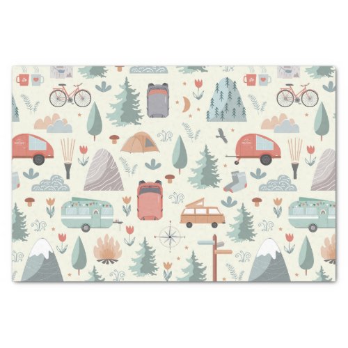 Cute Camping Hiking Ourdoors and Nature Theme Tissue Paper