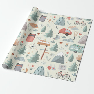 Cute Camping, Hiking, Ourdoors and Nature Theme Wrapping Paper