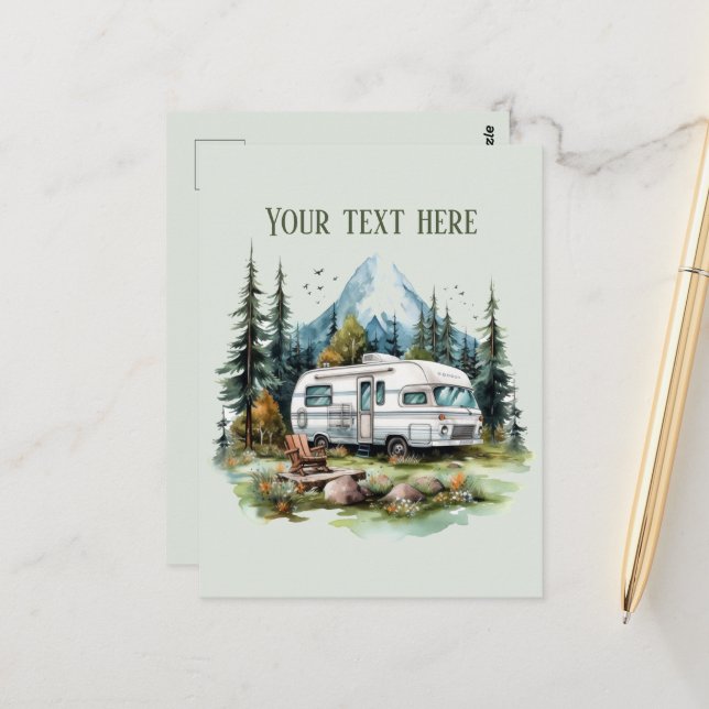 Cute camping lovers add text  postcard (Front/Back In Situ)