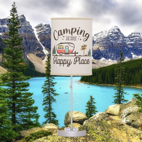 cute camping lovers word art Table Lamp 