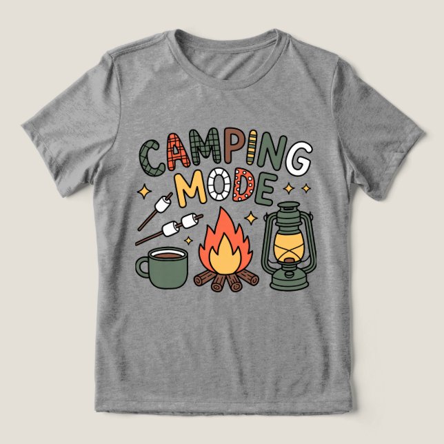 Cute Camping Mode T-Shirt Tri-Blend Shirt (Design Front)