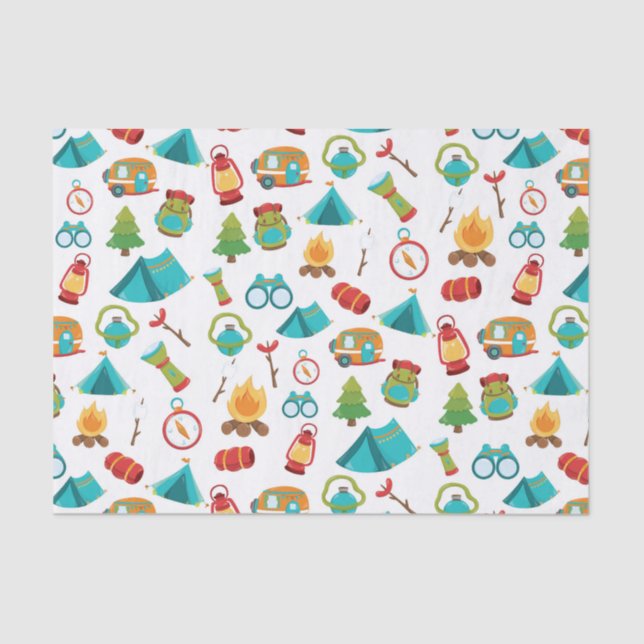 Cute Camping party pattern tissue Paper (Front)
