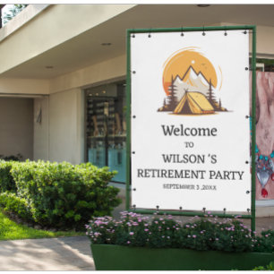 Cute Camping Retirement Party Welcome Sign