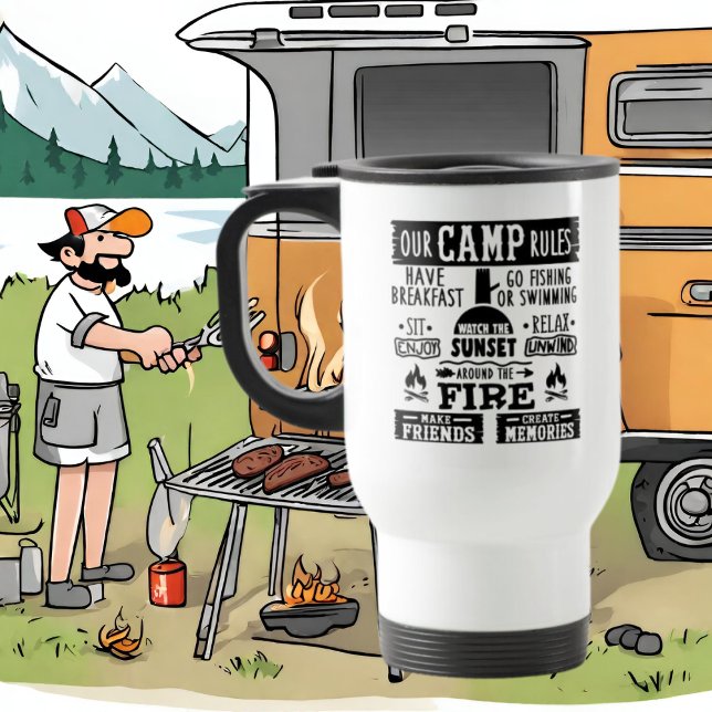 Cute Camping rules word art Travel Mug (Creator Uploaded)