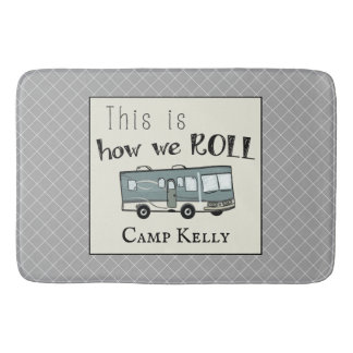 Cute Camping RV "This is How We Roll" Personalized Bath Mat