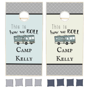 Cute Camping RV "This is How We Roll" Personalized Cornhole Set