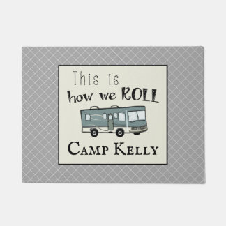Cute Camping RV "This is How We Roll" Personalized Doormat