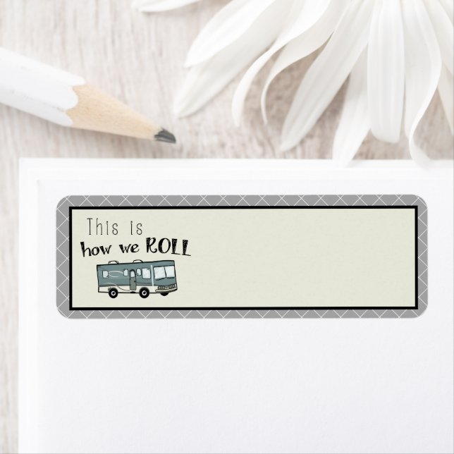 Cute Camping RV "This is How We Roll" Personalized Label (Insitu)