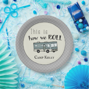 Cute Camping RV "This is How We Roll" Personalized Paper Plates
