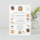 Cute Camping S'Mores Bonfire Birthday Party Invitation (Standing Front)
