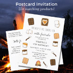 Cute Camping S'Mores Kids Birthday Party Invitation Postcard<br><div class="desc">Celebrate their birthday outdoors around the campfire with their friends. Our cute s'mores birthday party invitation is whimsical with the s'mores fixing around the edges. Chocolate bars, grahams, marshmallow, campfires and s'mores make this kawaii design the best. On the back of this postcard invite is a place for a personal...</div>