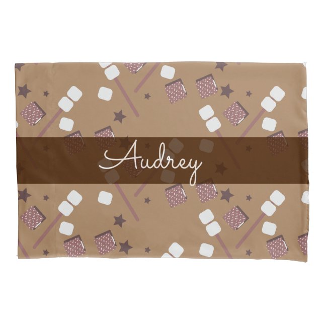 Cute Camping Smores Pattern  Pillow Case (Front)