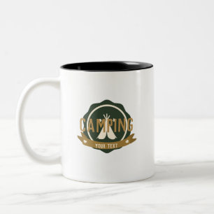 Cute Camping Tent Banner Camper Two-Tone Coffee Mug