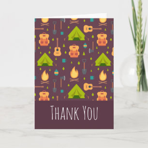 Cute Camping Themed Pattern Thank You Card