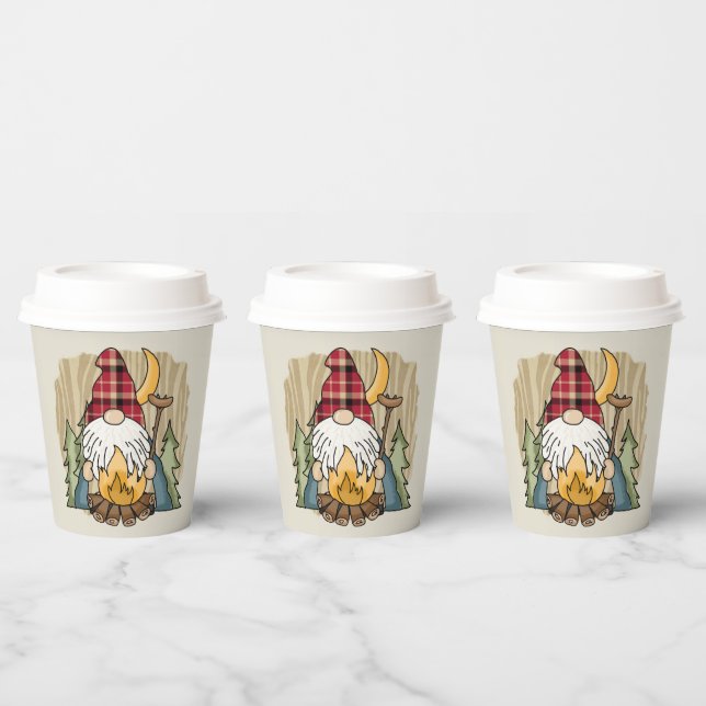 cute camping wiener roast gnome paper cups (Multi)