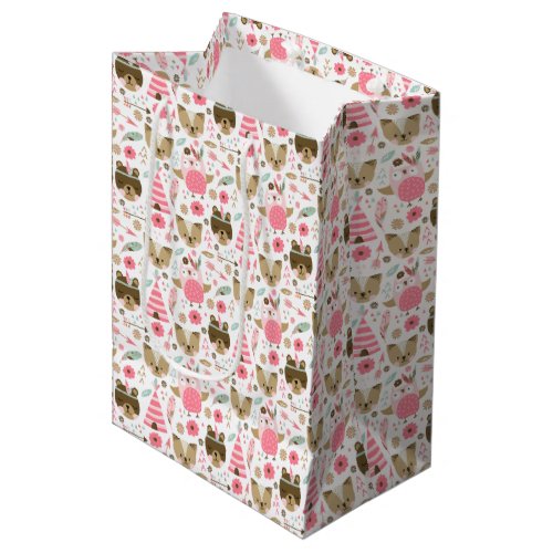 Cute Camping Woodland Animals Pattern Medium Gift Bag