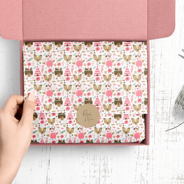 Cute Camping Woodland Animals Pattern Tissue Paper (Creator Uploaded)