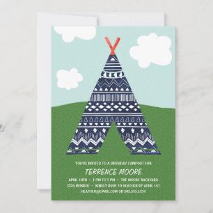 Cute Campout   Boys Birthday Party Invitation