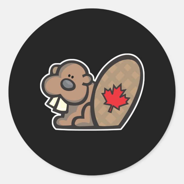cute canadian beaver classic round sticker (Front)